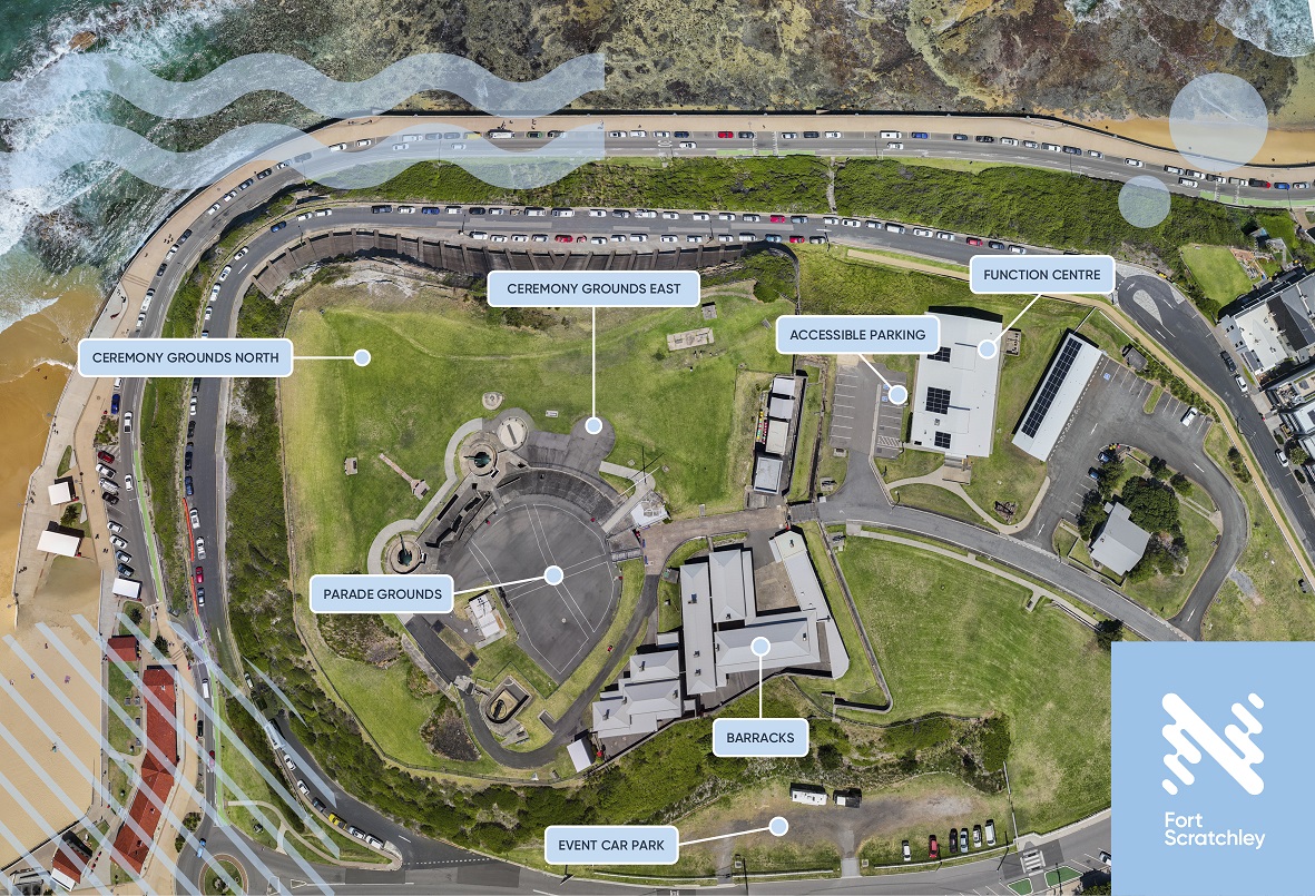 Fort Scratchley site map showing Function Centre and Event Car Park